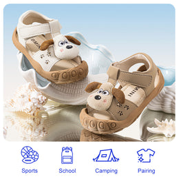 EBMINI PANDA beige and white cartoon sandals for children