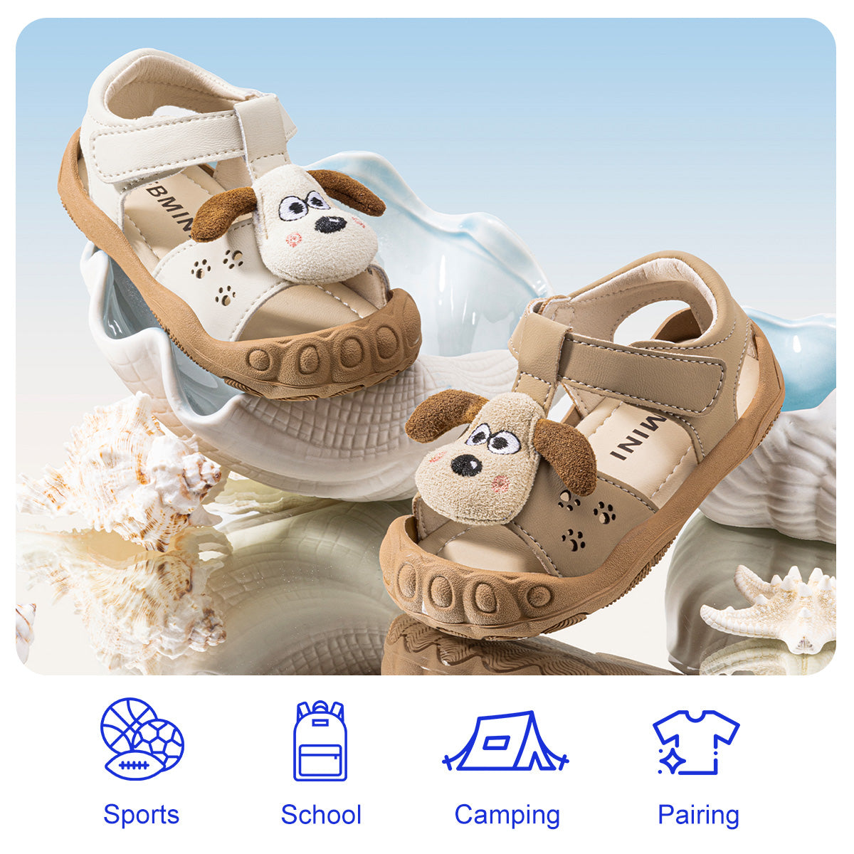 EBMINI PANDA beige and white cartoon sandals for children