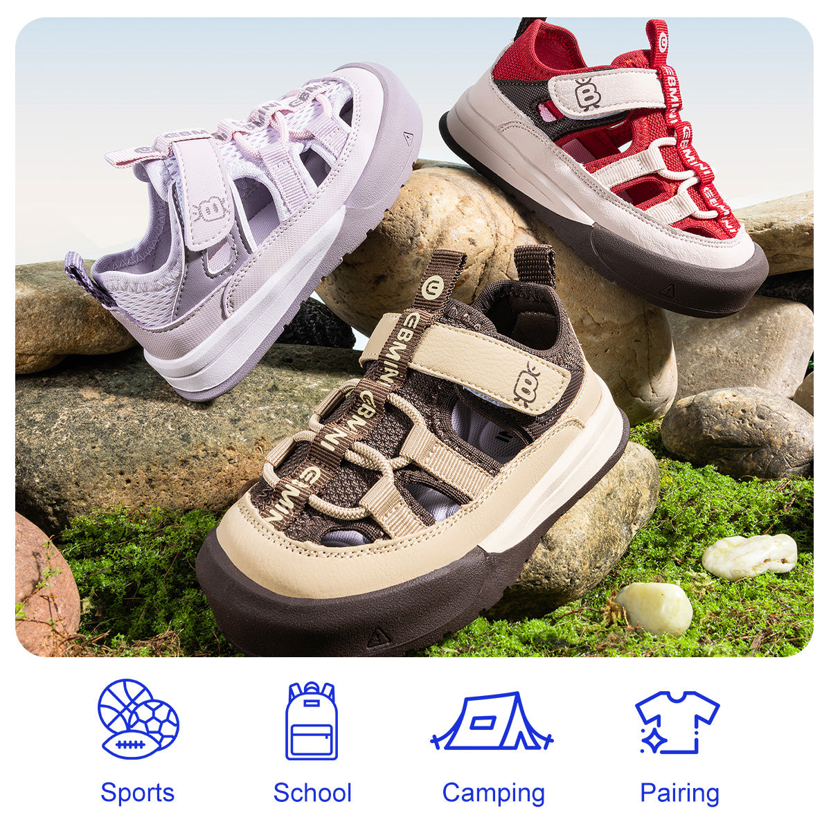 EBMINI PATCH brown purple and red toddler sandals