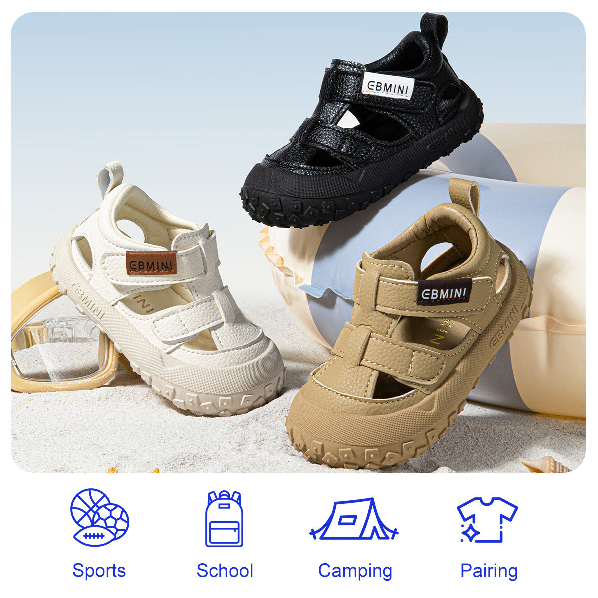 EBMINI PEAK black brown and white toddler sandals