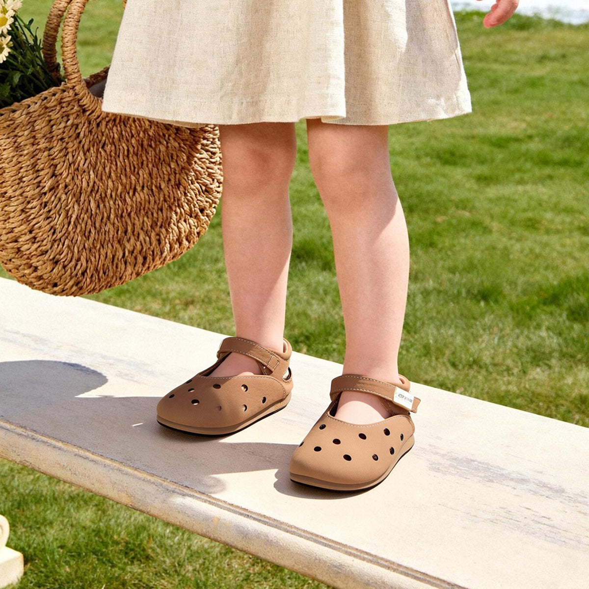 EBMINI PEARL breathable perforated Mary Jane shoes