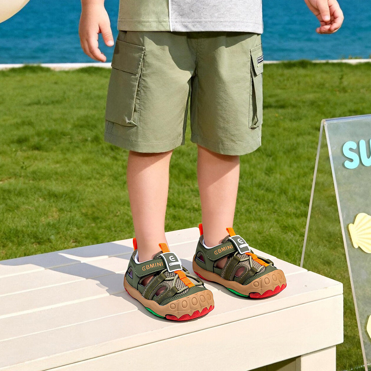 EBMINI PETAL easy-on sandals with a secure hook-and-loop strap