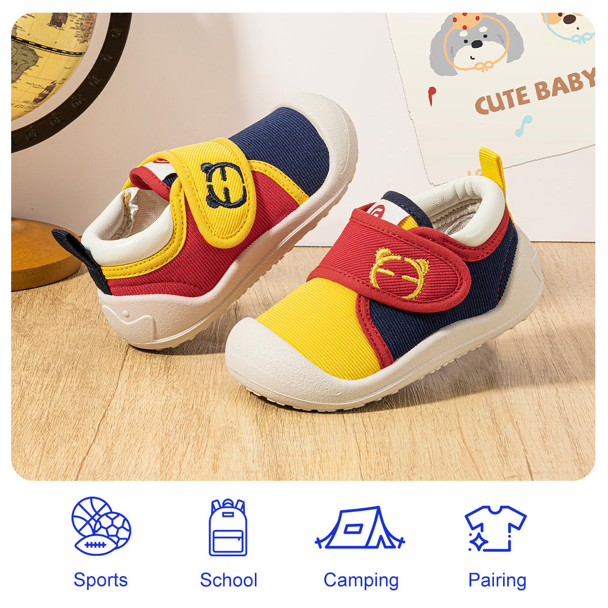 EBMINI PICO navy and yellow color-block sneaker options