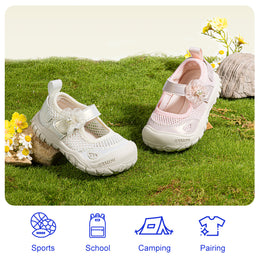 EBMINI POSY pink and white floral sneakers for growing feet