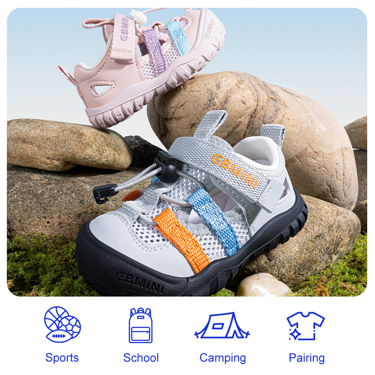 EBMINI PRISM beige gray and pink colorblock toddler sandals