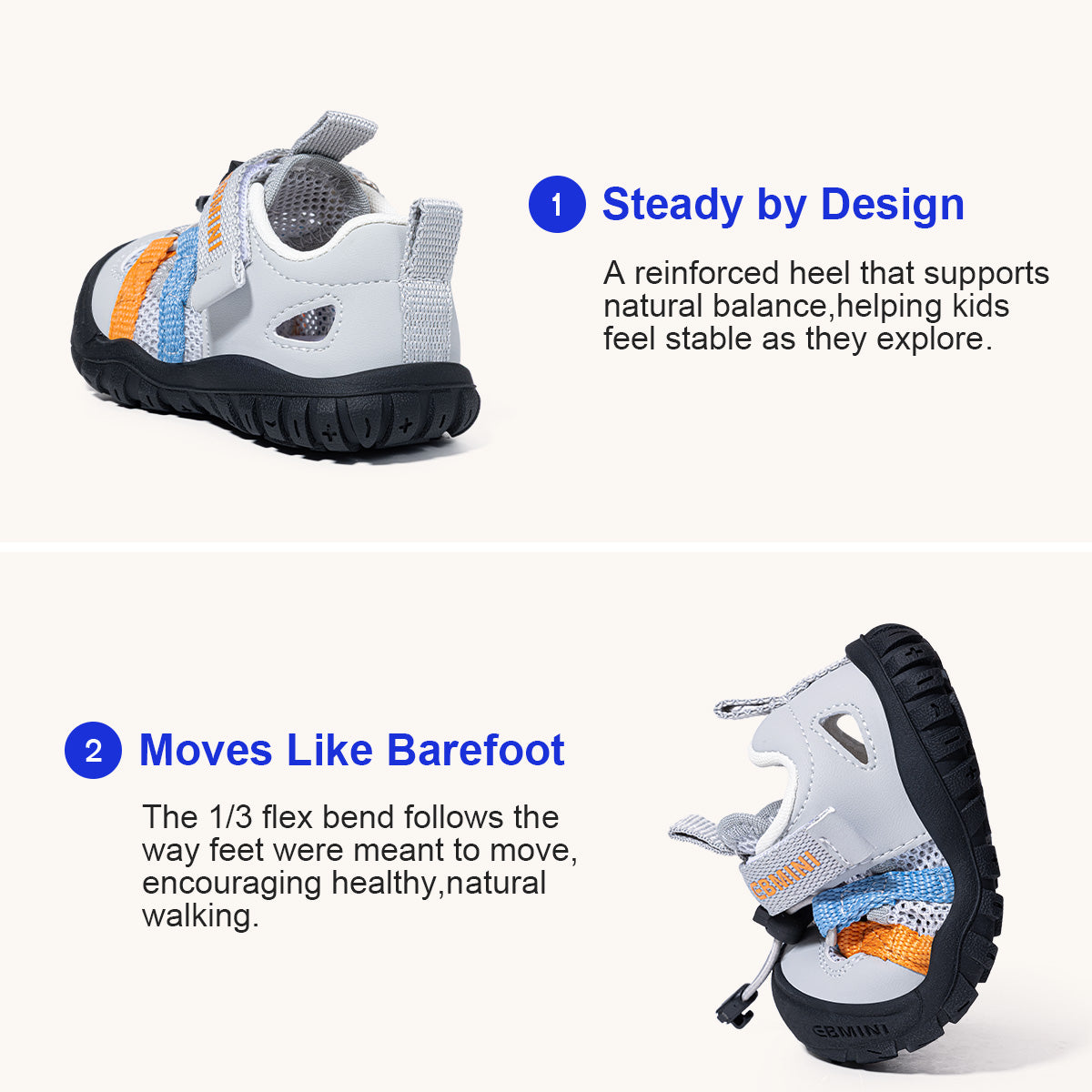 EBMINI PRISM non-slip sandals for playground and outdoor activities