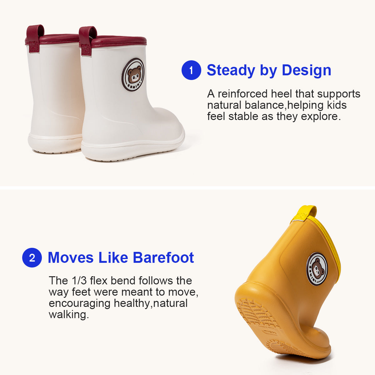 EBMINI PUDDLE red pink and white rain boots for children