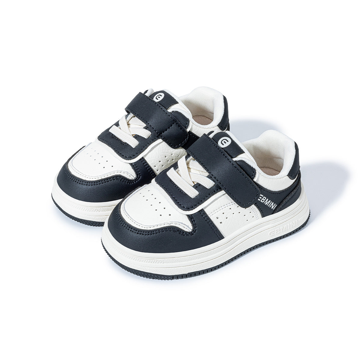 EBMINI RACER black and white barefoot kids sneakers with wide toe shape