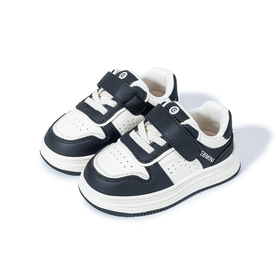 EBMINI RACER black and white barefoot kids sneakers with wide toe shape