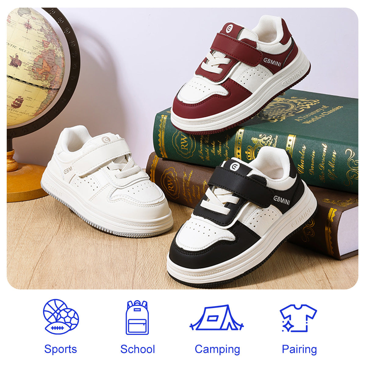 EBMINI RACER red white and black court-style kids sneaker colors