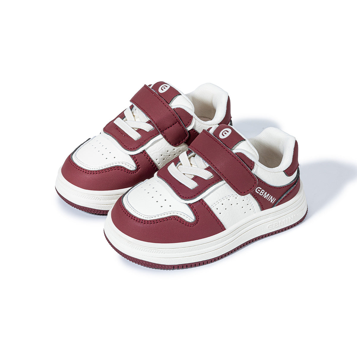 Pair of red and white EBMINI RACER barefoot kids sneakers