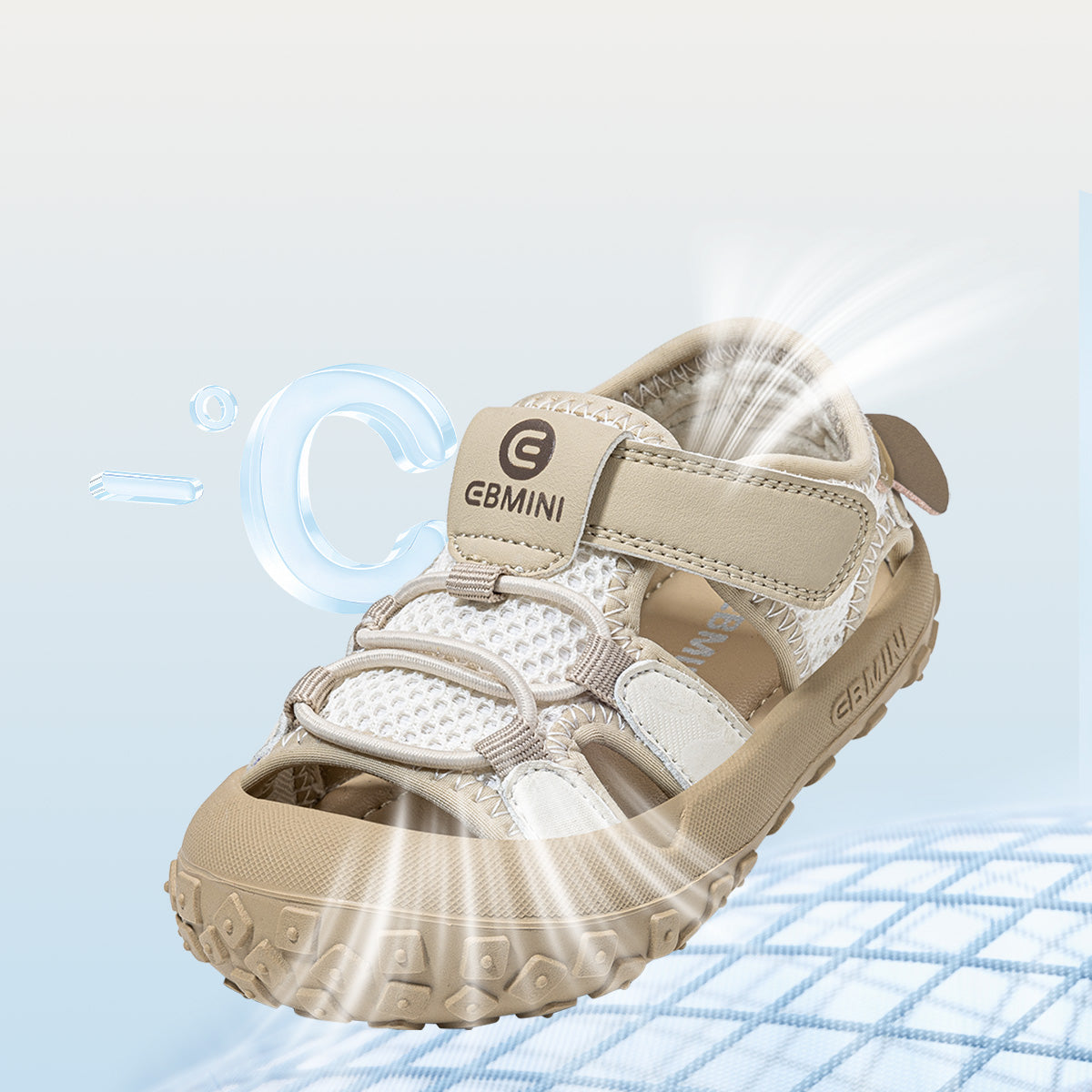 EBMINI REEF toddler sandals with a honeycomb-textured outsole