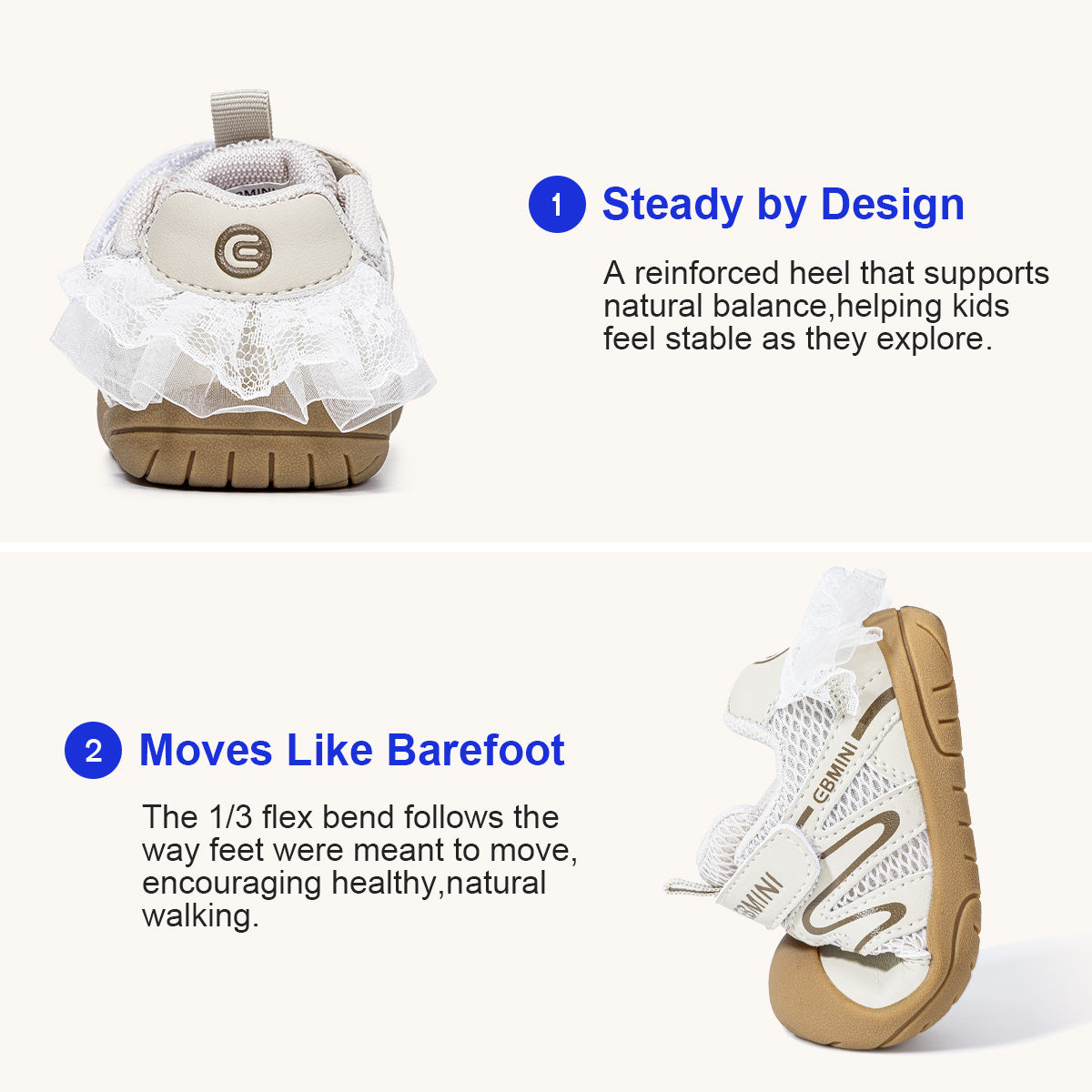 EBMINI RIBBON breathable cushioning and lightweight insole features
