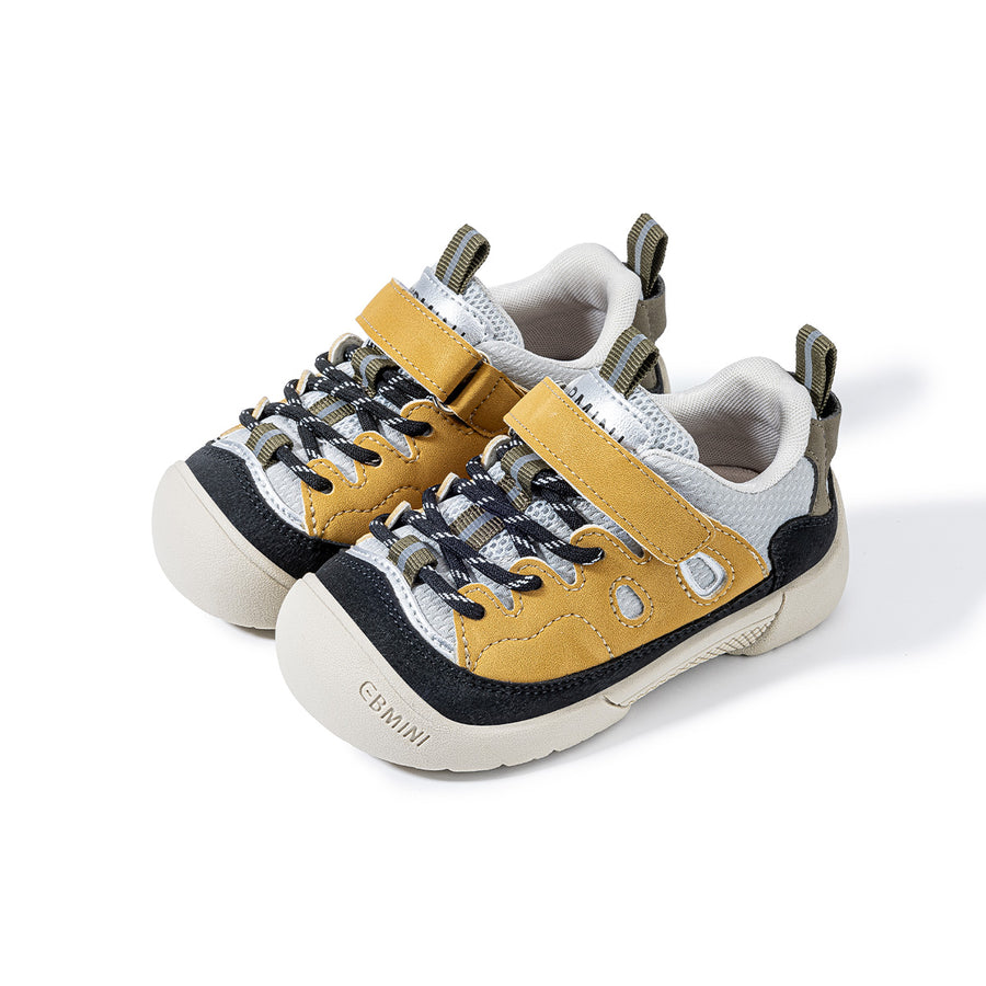 EBMINI RIDGE yellow barefoot kids hiking sneakers with protective toe bumper
