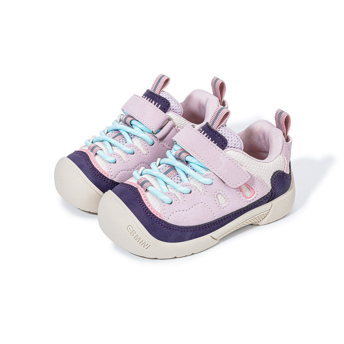 Pair of purple EBMINI RIDGE wide-toe barefoot hiking sneakers