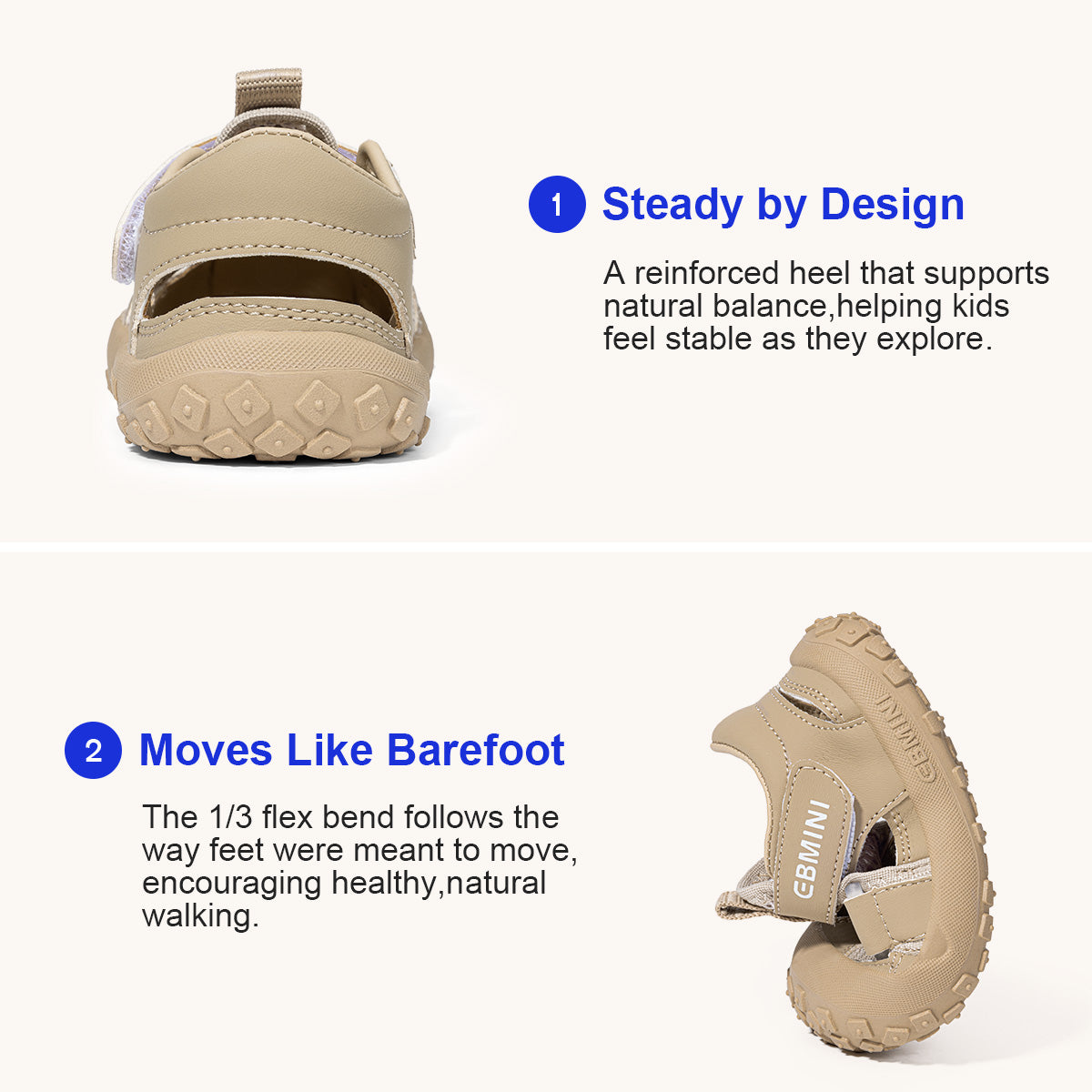 EBMINI RIDGE non-slip sandals for trails and playground activities