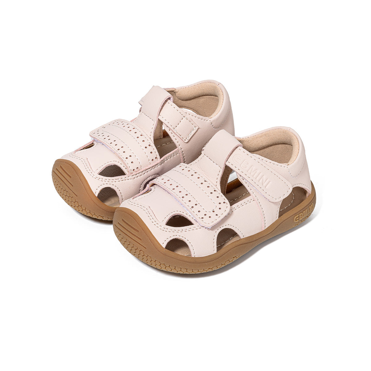 EBMINI ROMAN toddler sandals with caramel-colored rubber sole