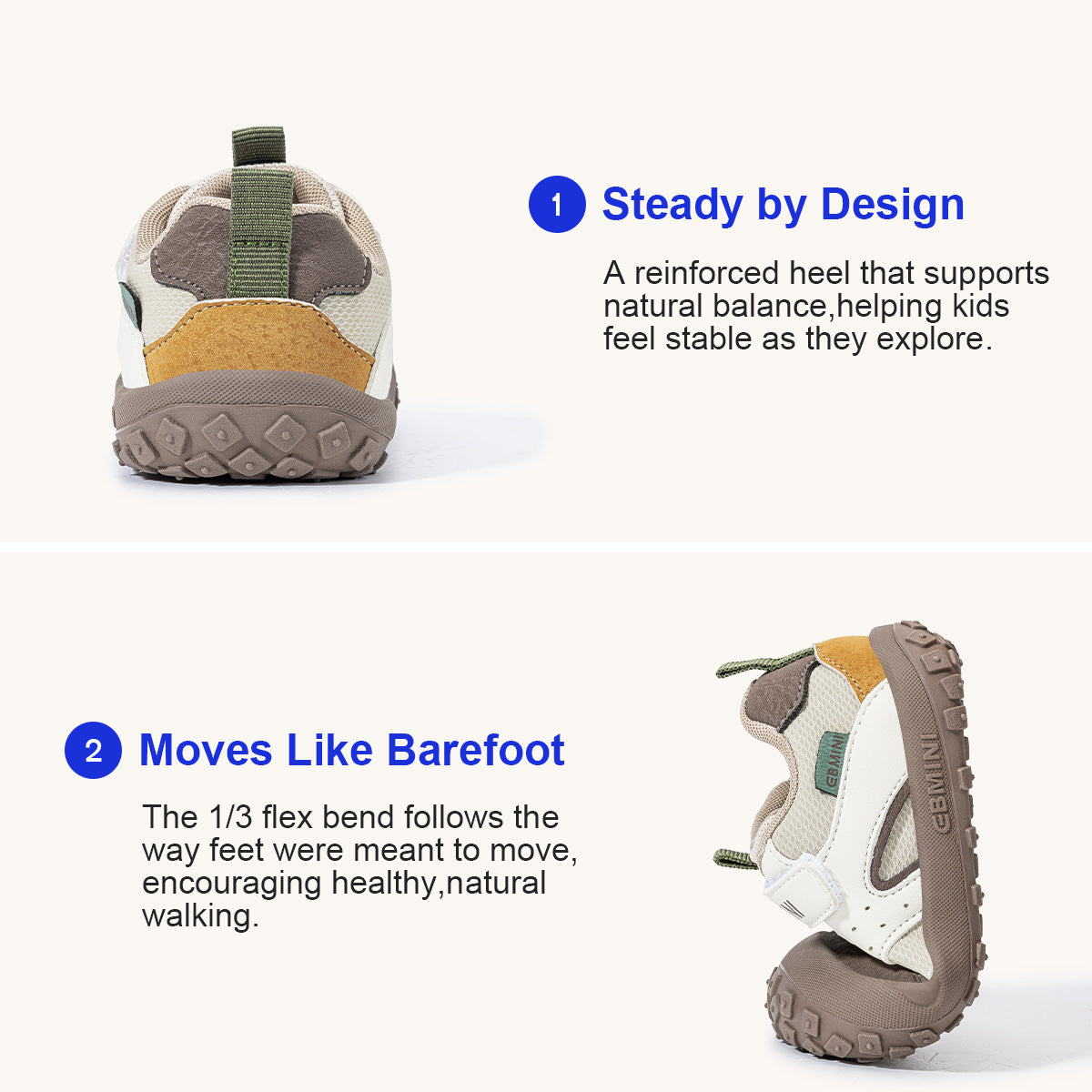 EBMINI ROVER heel and forefoot construction graphic