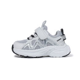EBMINI RUSH gray mesh toddler sneaker with wave side detail, side view