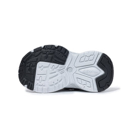 EBMINI RUSH toddler sneaker outsole with black textured tread zones, bottom view