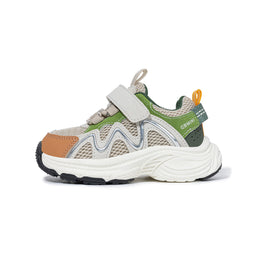 EBMINI RUSH green mesh toddler sneaker with hook-and-loop strap, side view
