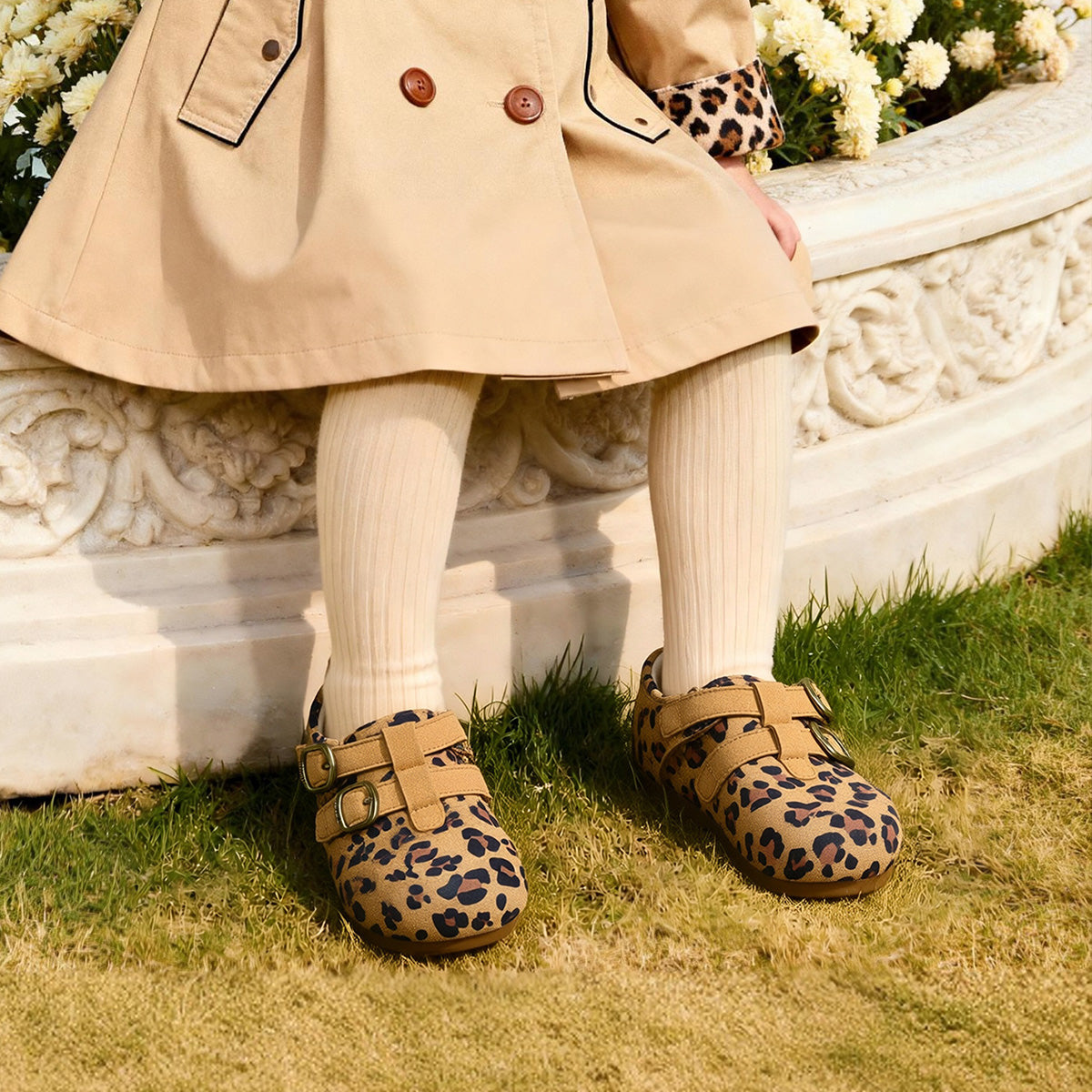 EBMINI SAVANNA leopard shoes styled with a casual toddler outfit