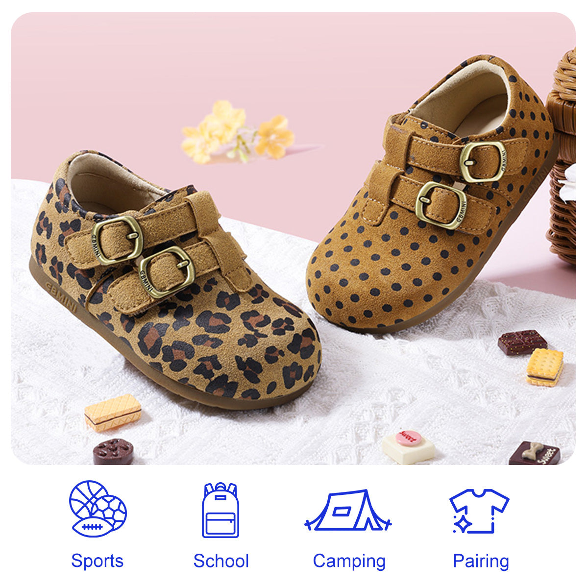 EBMINI SAVANNA flexible gum sole and padded heel demonstration