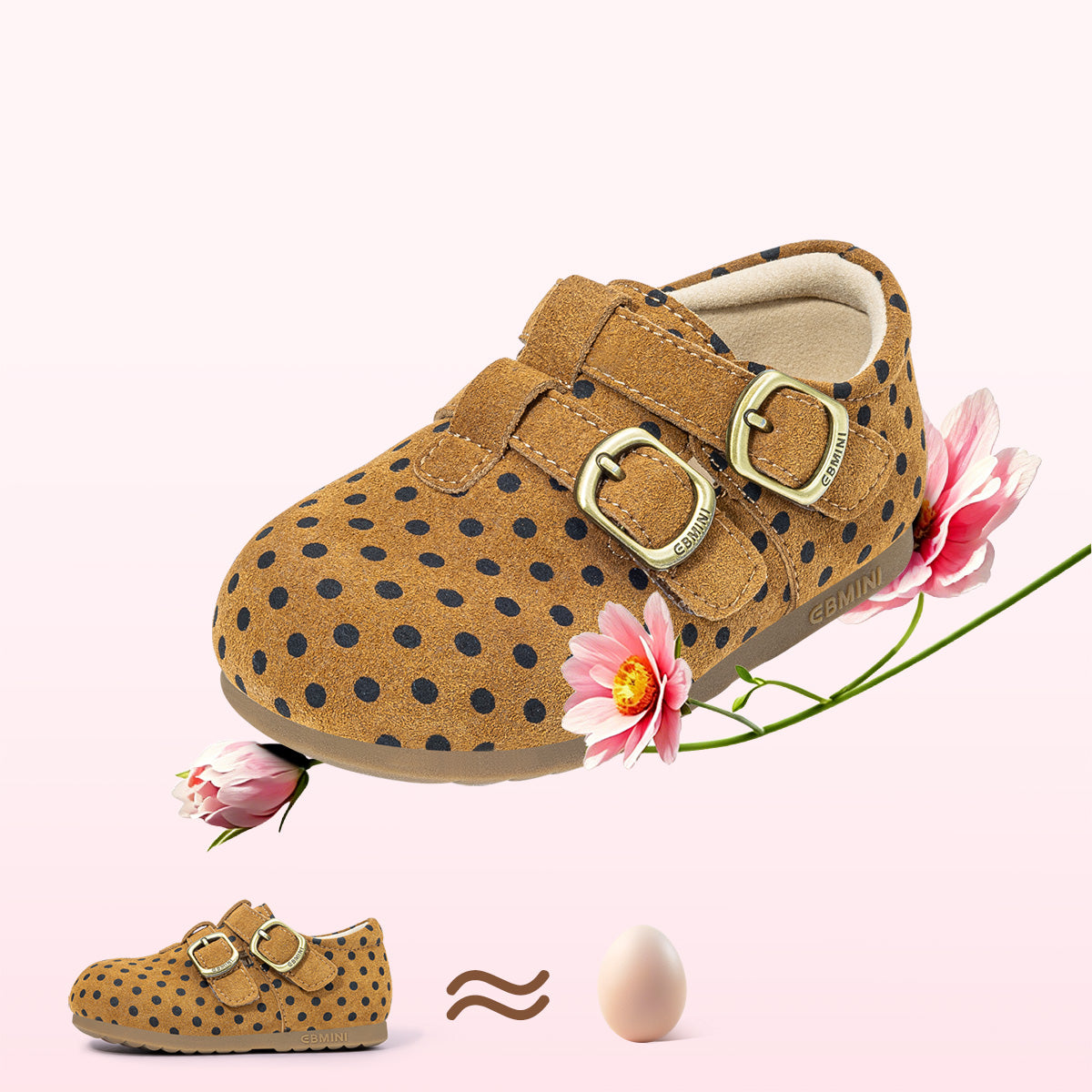 Side view of brown EBMINI SAVANNA leopard toddler Mary Jane shoe