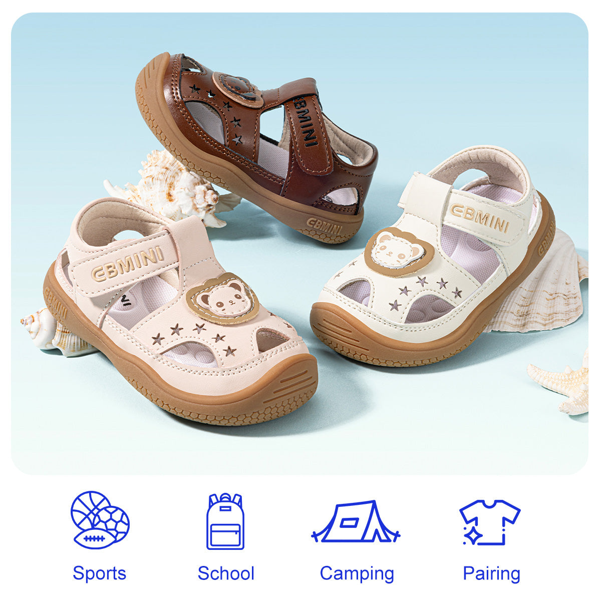 EBMINI SCOUT brown pink and white toddler sandals