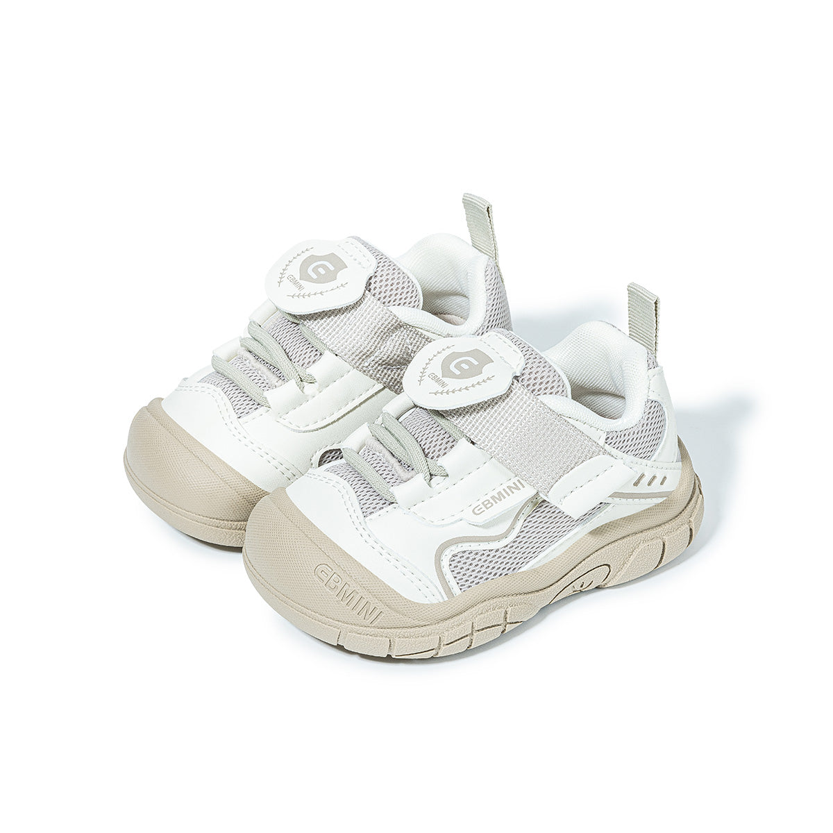 EBMINI SHIELD white breathable toddler sneakers with shield badge