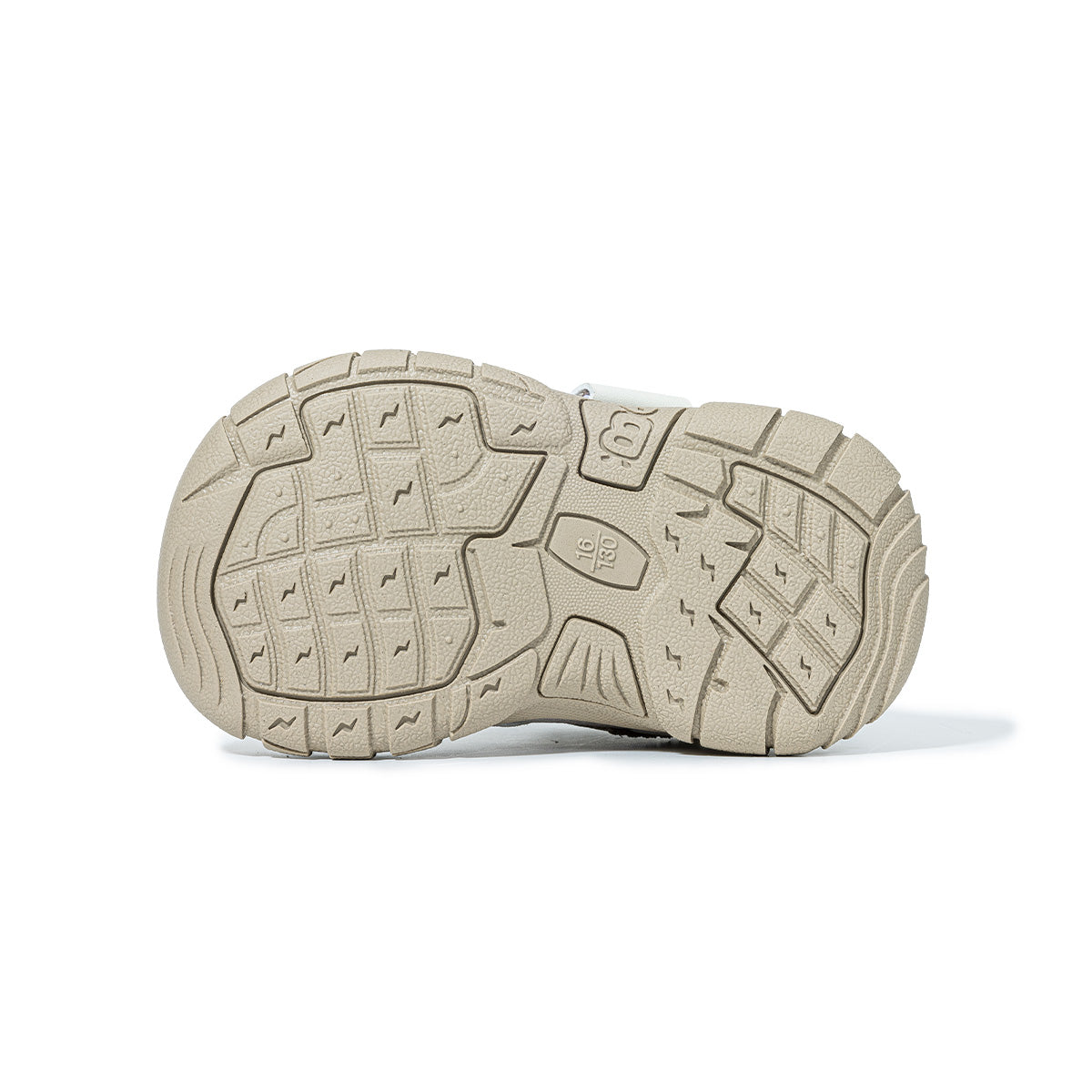 Bottom view of EBMINI SHIELD deep-groove grippy rubber outsole