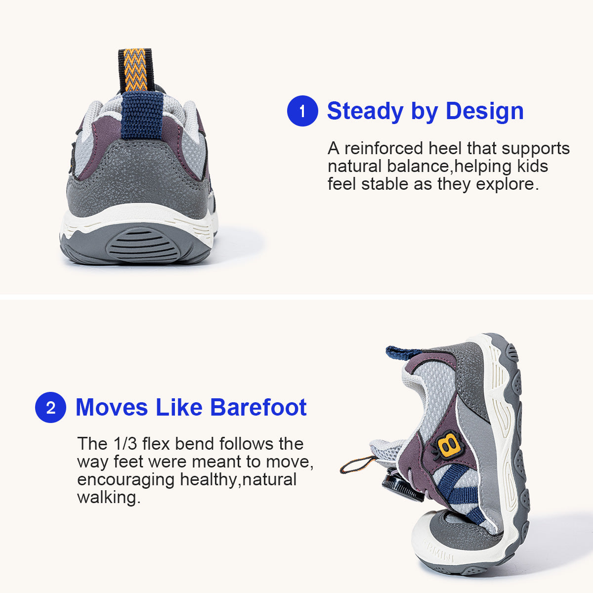 EBMINI SPIN padded heel and soft sole detail