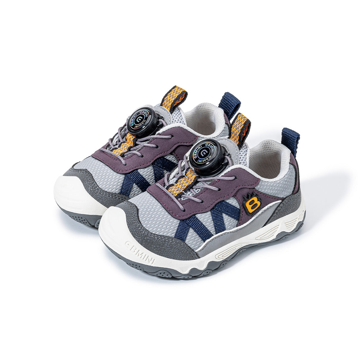 Pair of gray EBMINI SPIN rotary-dial toddler sneakers