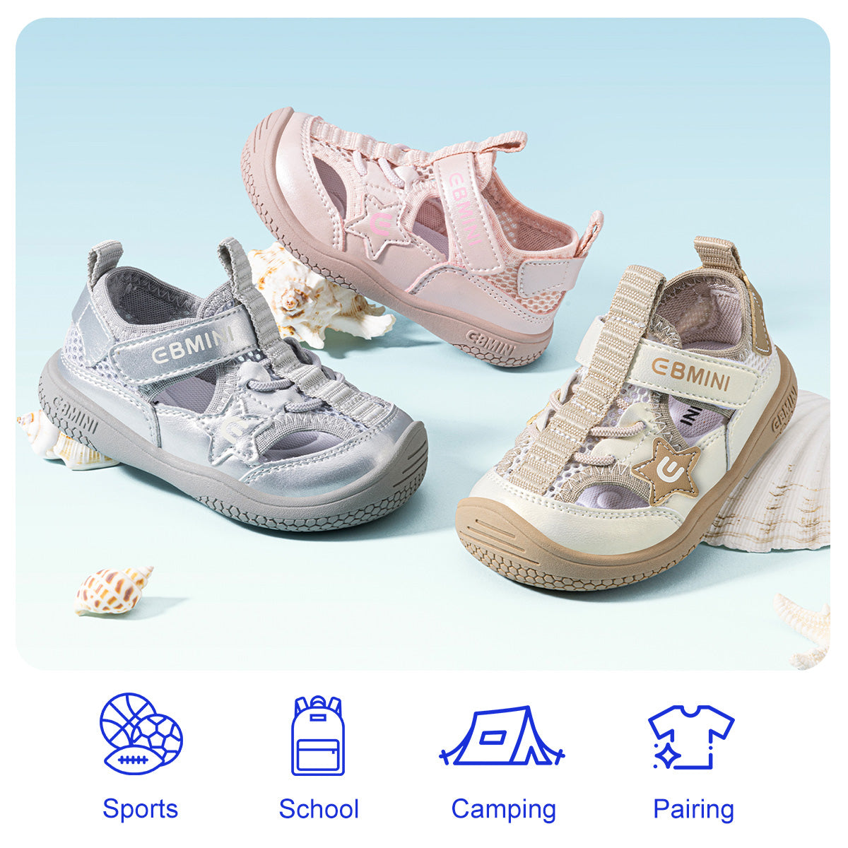 EBMINI STAR Beige Pink and Silver toddler sandals