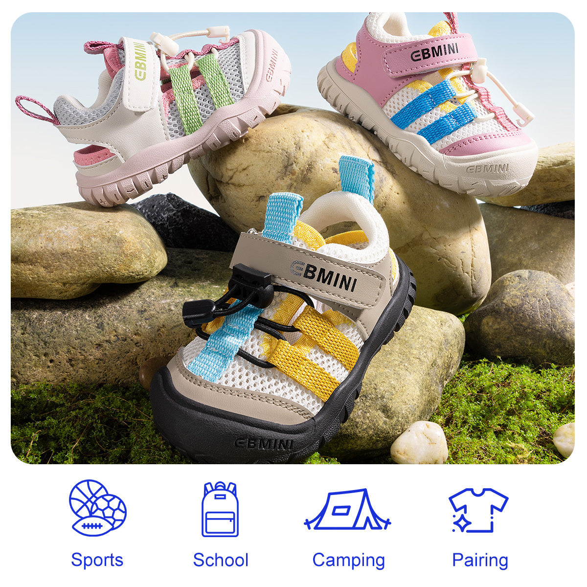EBMINI STRIPE colorblock striped sandal side profile