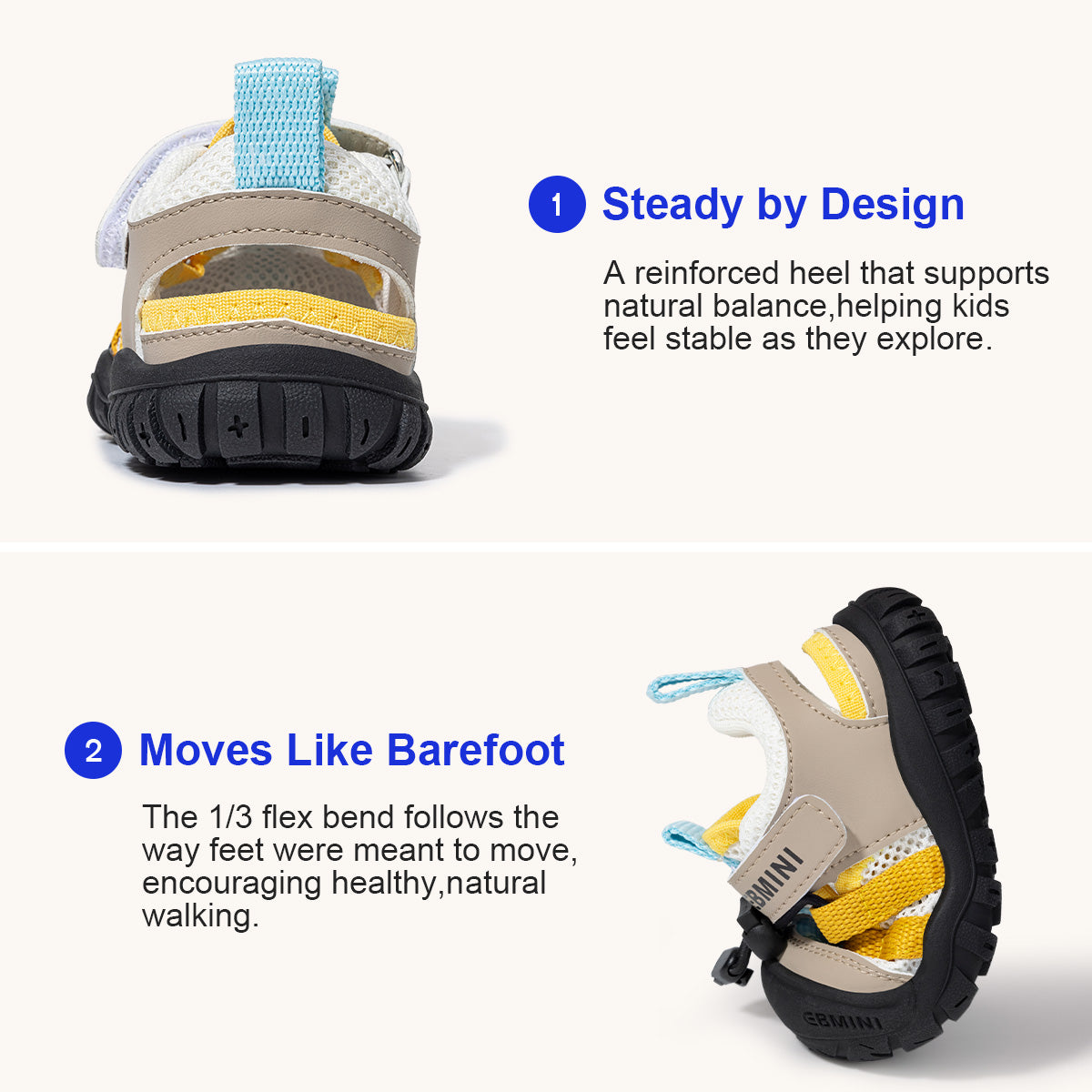 EBMINI STRIPE unisex closed-toe sandals for warm-weather adventures