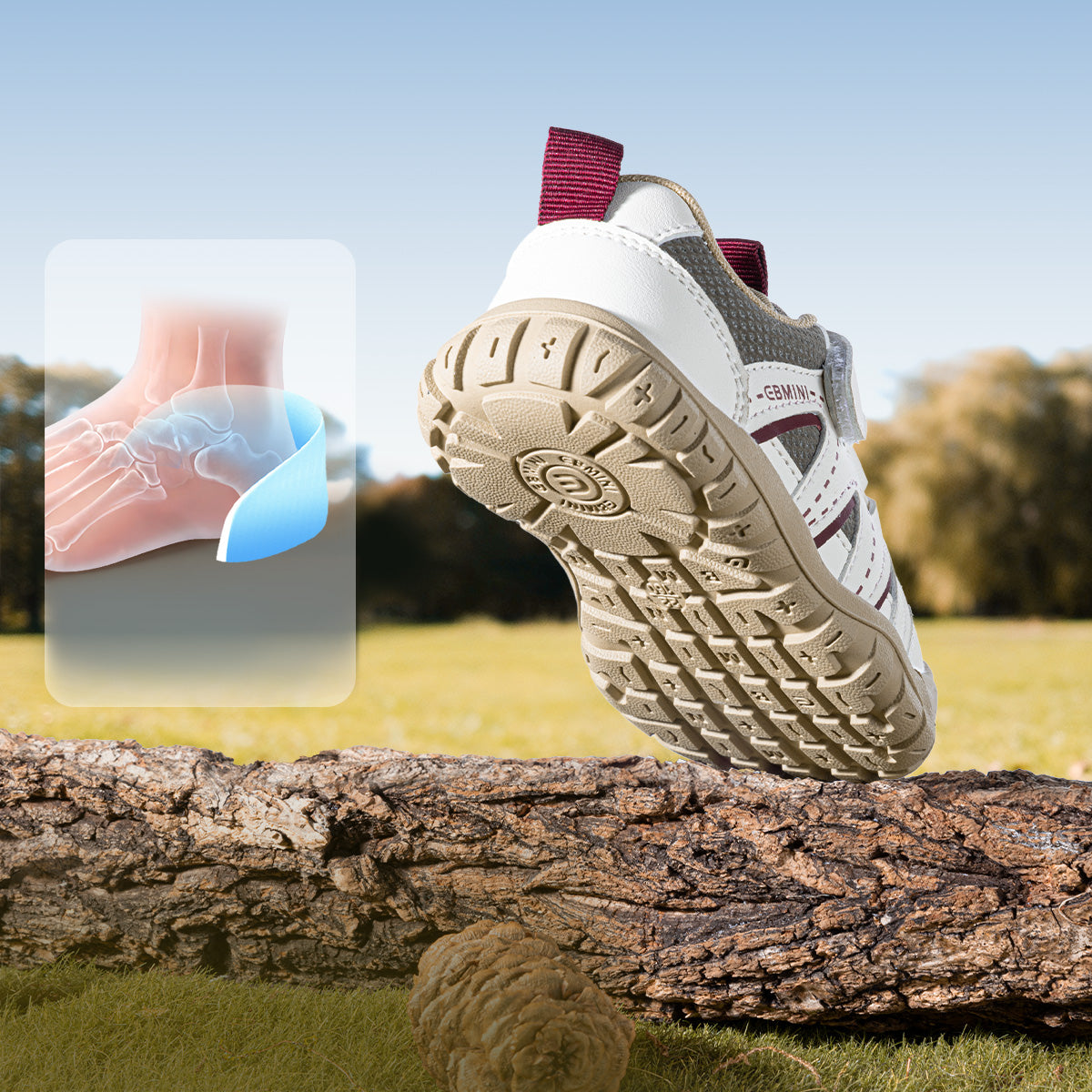 Close-up of EBMINI SUMMIT reinforced toe and breathable upper