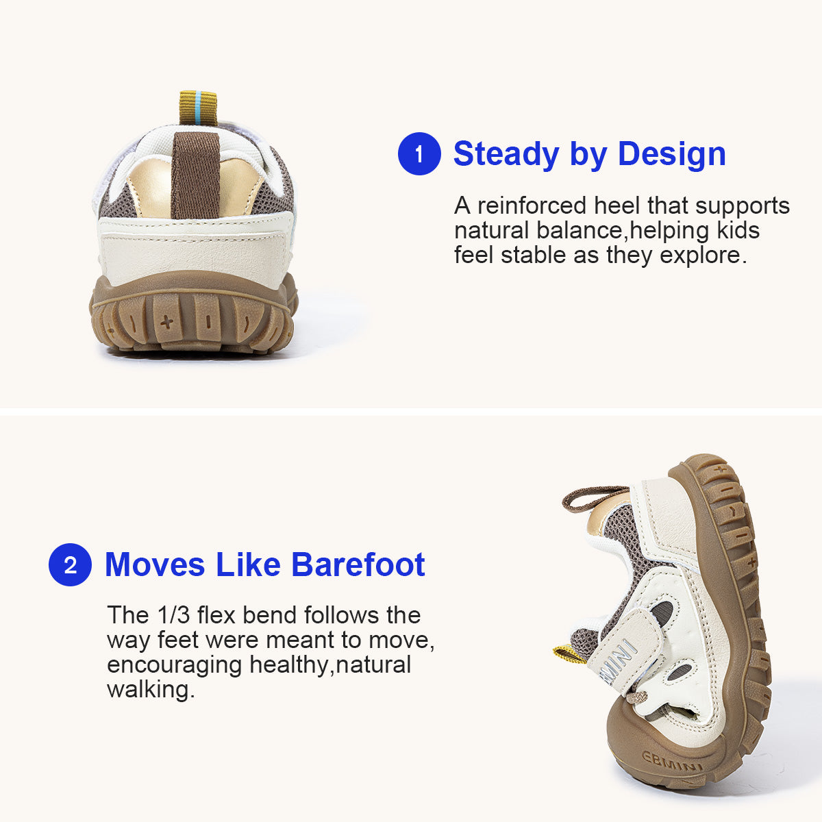 EBMINI TRAILBLAZE toddler sneaker wraparound toe bumper detail