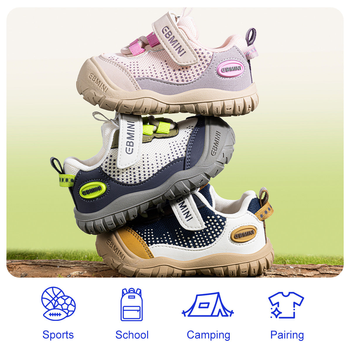 EBMINI TREAD toddler trail sneakers shown during everyday play