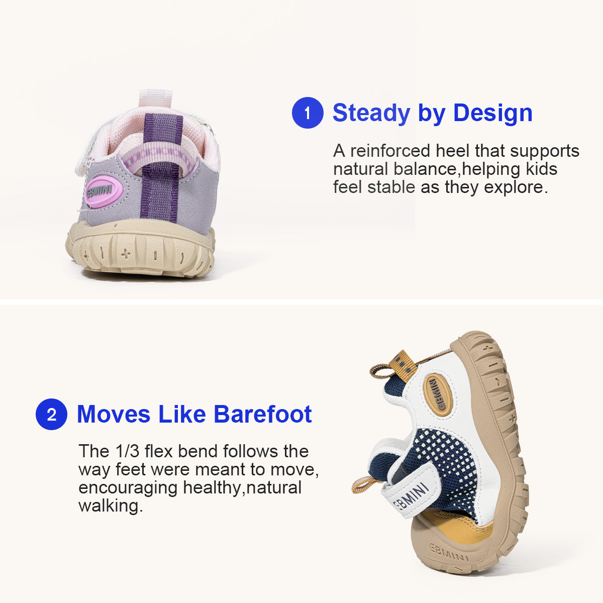 EBMINI TREAD rubber outsole tread pattern detail
