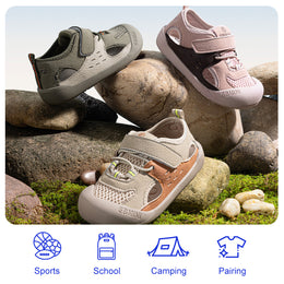 EBMINI TREK toddler sandals in Beige Green and Pink
