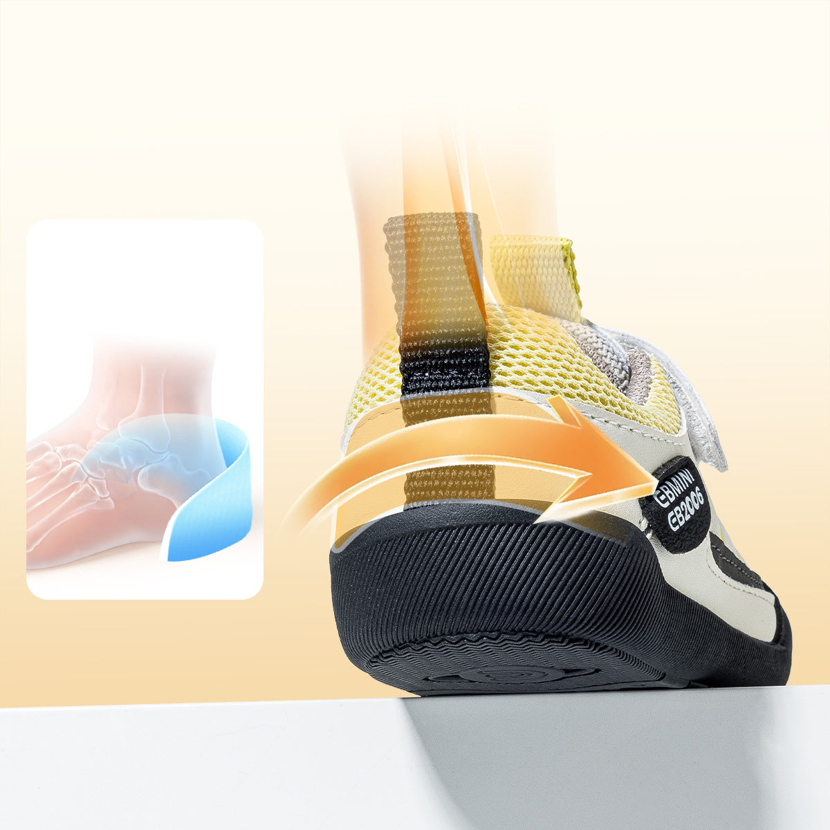 EBMINI VANGUARD kids sneaker textile lining and collar detail