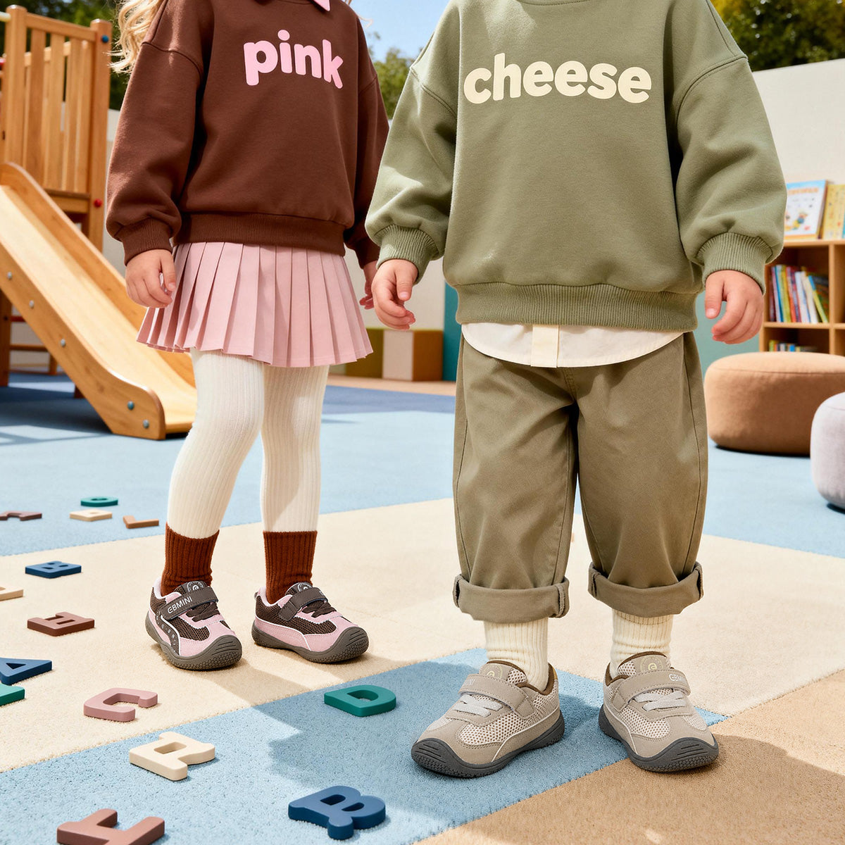 EBMINI VARSITY two-tone campus toddler sneaker upper detail