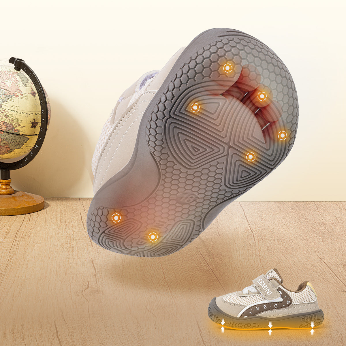 EBMINI VARSITY toddler sneaker heel and collar construction detail