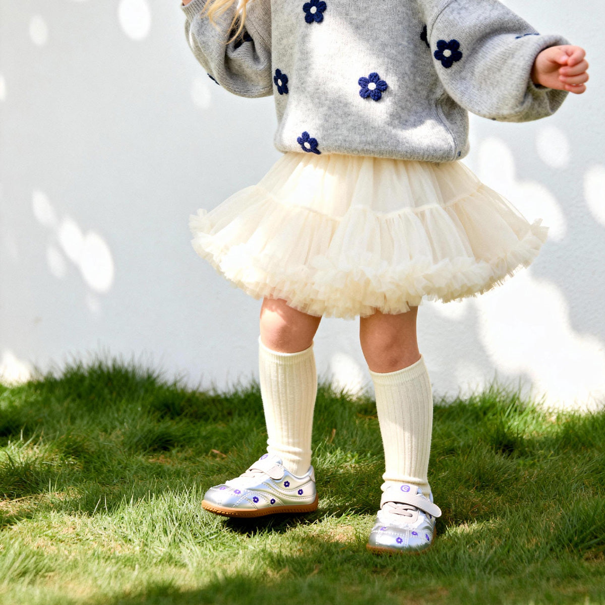 EBMINI VEIL floral embroidered toddler sneakers for dressier everyday wear