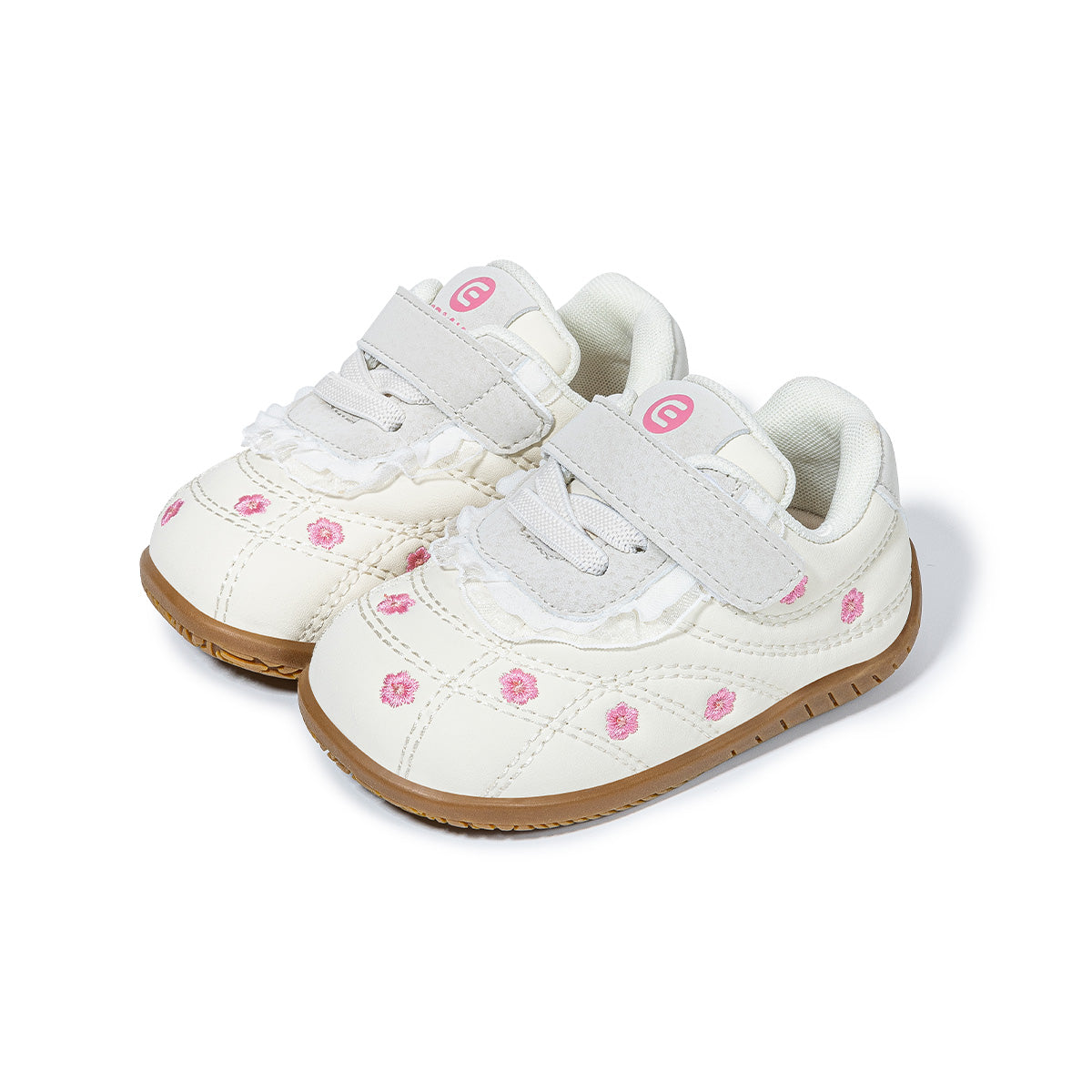 EBMINI VEIL floral embroidered toddler sneakers in a polished low-top design