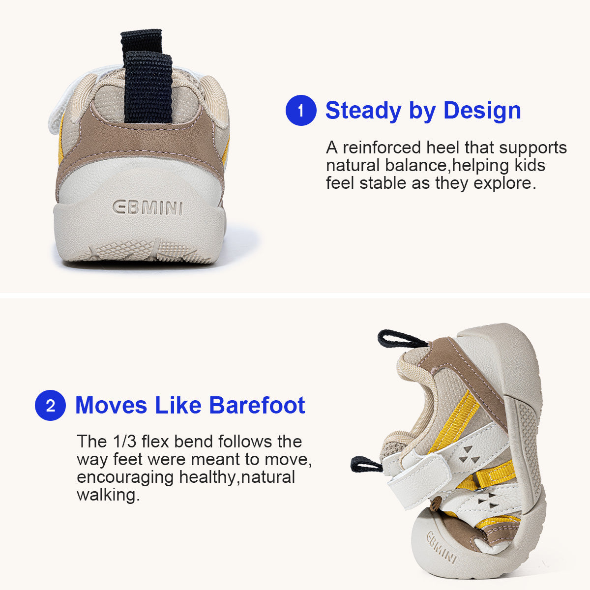 EBMINI VENTURE trail-style toddler sneakers for parks and playgrounds