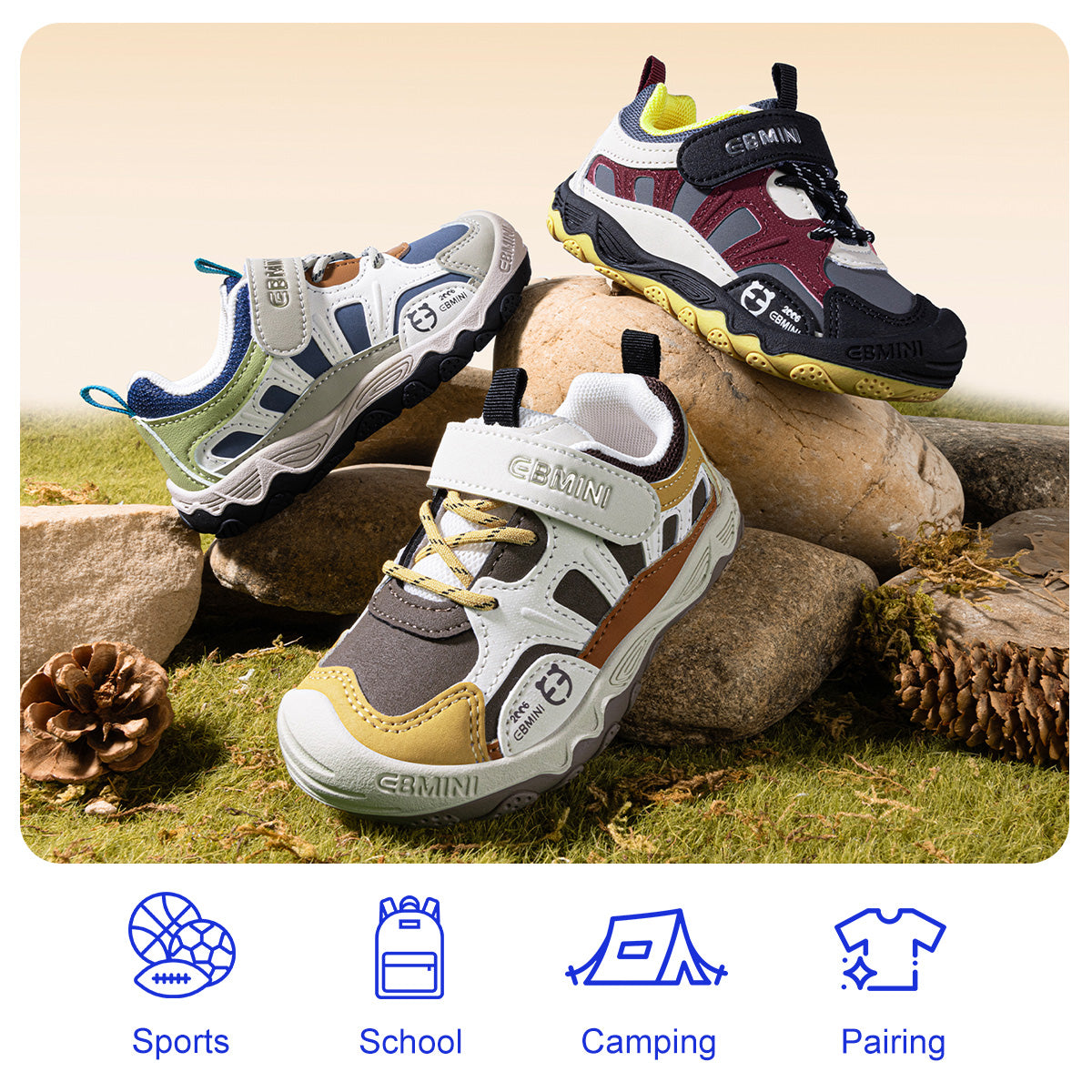 EBMINI VOYAGE toddler sneakers in Brown Blue and Gray