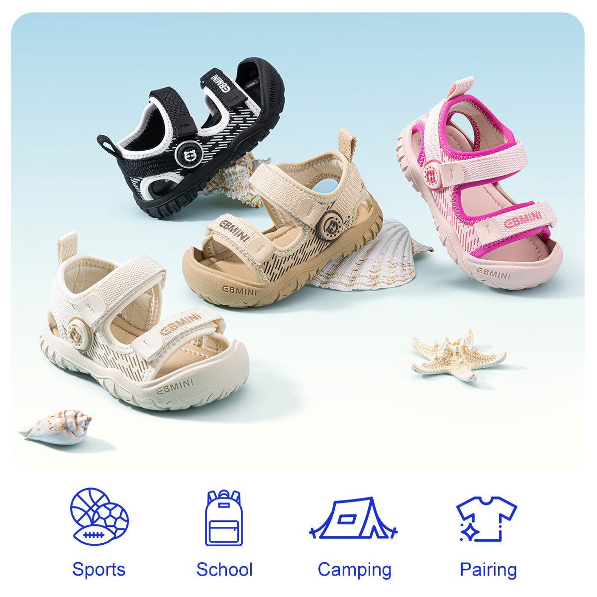 EBMINI WAVE breathable mesh toddler sandals for everyday summer wear