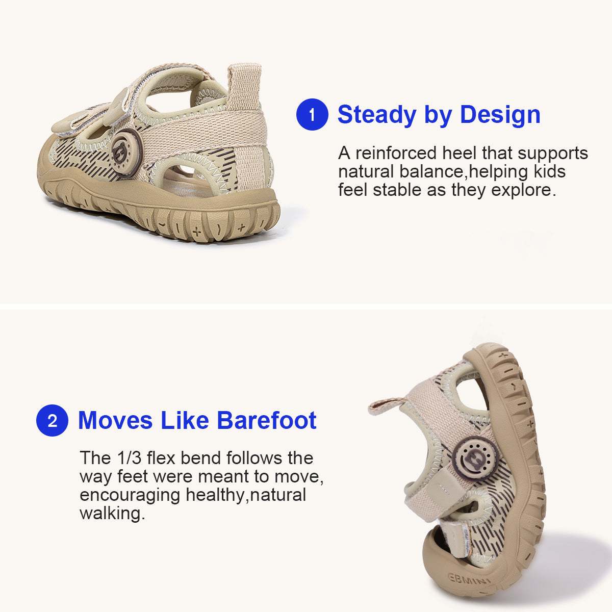 EBMINI WAVE toddler sandals with adjustable dual straps